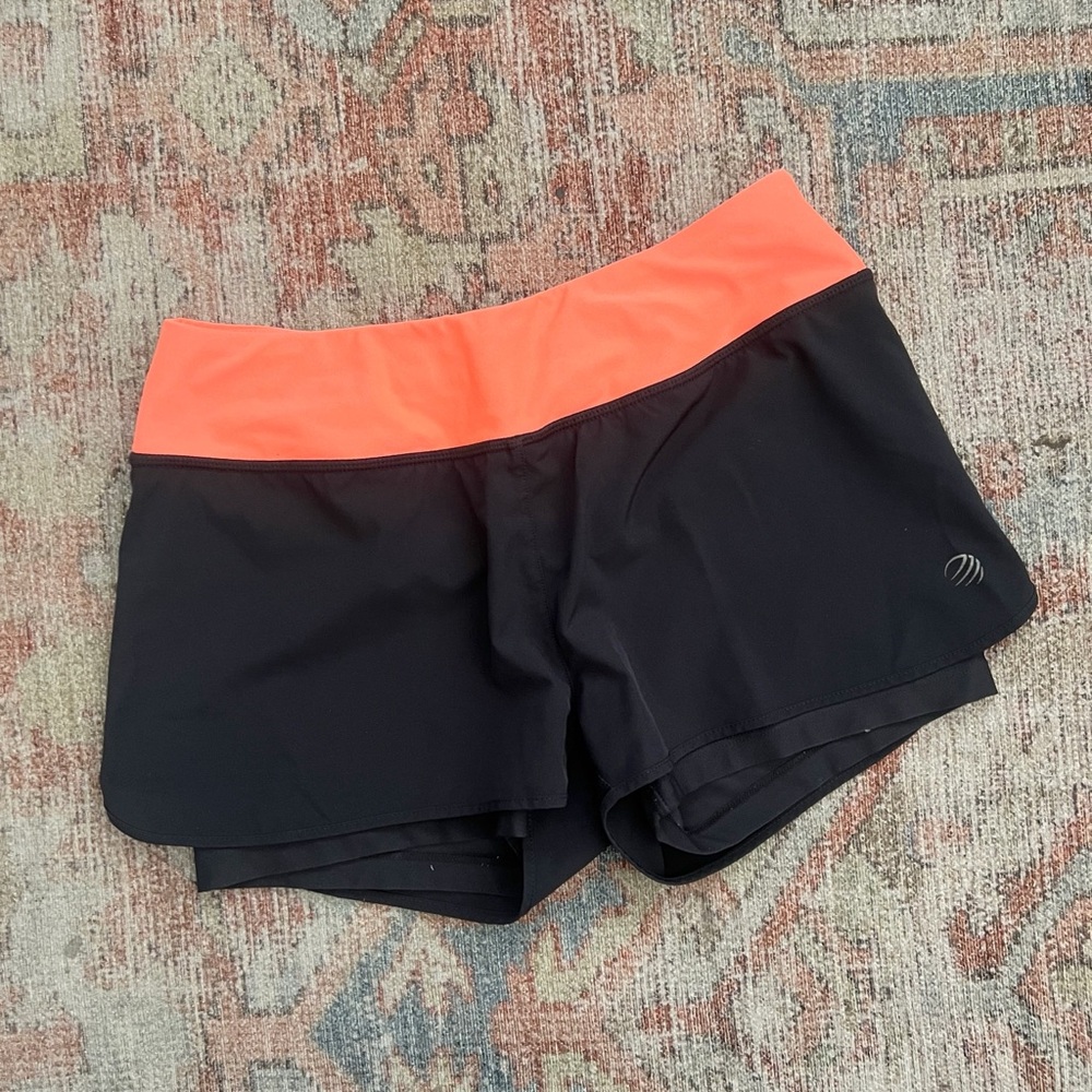 MPG Athletic Shorts Black and Orange Stretchy Design